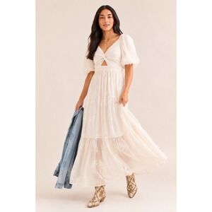 sachin and babi light blue dress Embroidered Linen Blend Belted Black Midi Dress